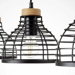 Lampes Industrielles-Luminaires Brilliant Suspension Brilliant Avia Bois clair, Noir, 3 lumières