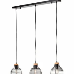 Lampes Industrielles-Luminaires Brilliant Suspension Brilliant Avia Bois clair, Noir, 3 lumières