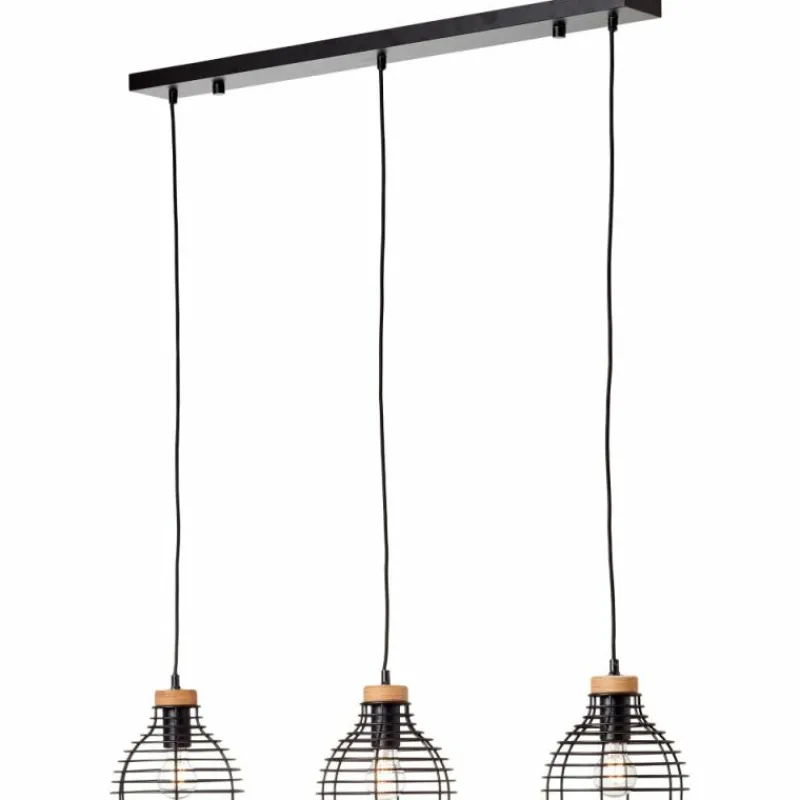 Lampes Industrielles-Luminaires Brilliant Suspension Brilliant Avia Bois clair, Noir, 3 lumières