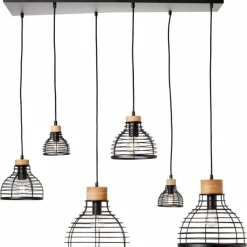 Lampes Industrielles-Luminaires Brilliant Suspension Brilliant Avia Bois clair, Noir, 6 lumières