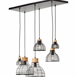 Lampes Industrielles-Luminaires Brilliant Suspension Brilliant Avia Bois clair, Noir, 6 lumières