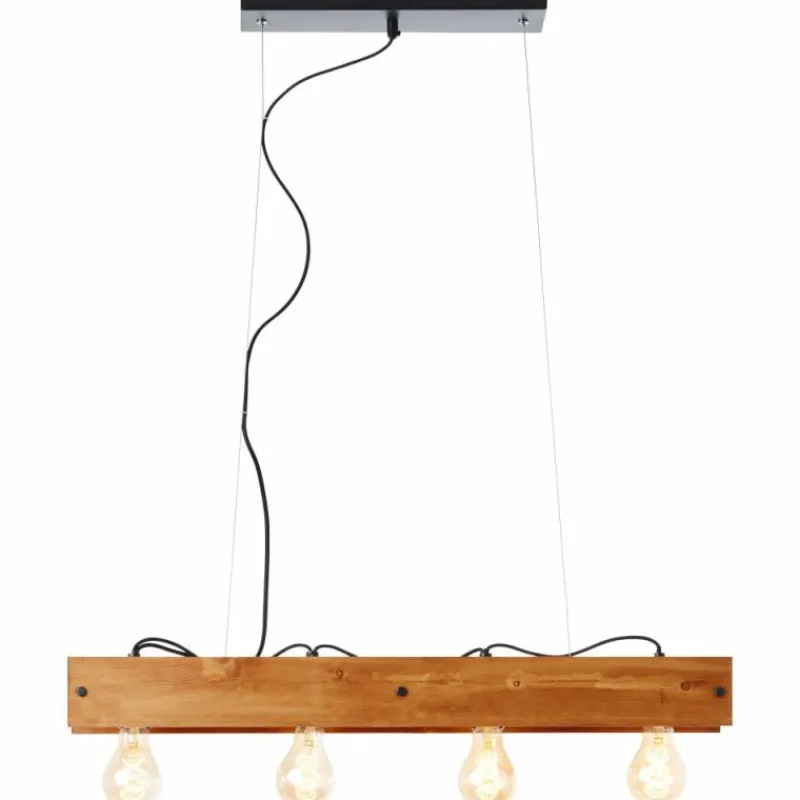 Luminaires Rustiques-Luminaires Brilliant Suspension Brilliant Calandra Bois clair, Noir, 4 lumières