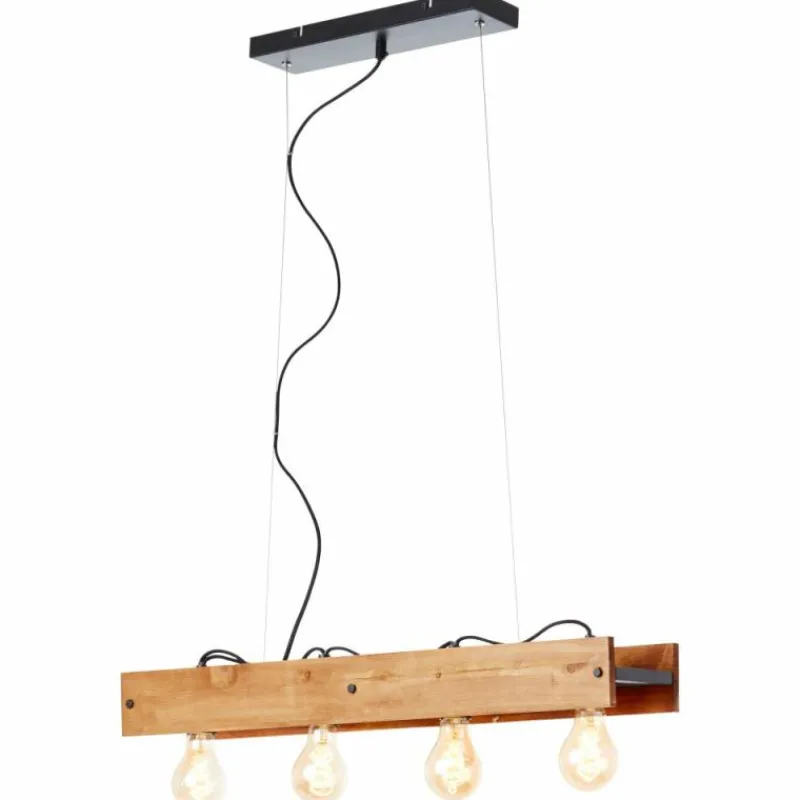 Luminaires Rustiques-Luminaires Brilliant Suspension Brilliant Calandra Bois clair, Noir, 4 lumières