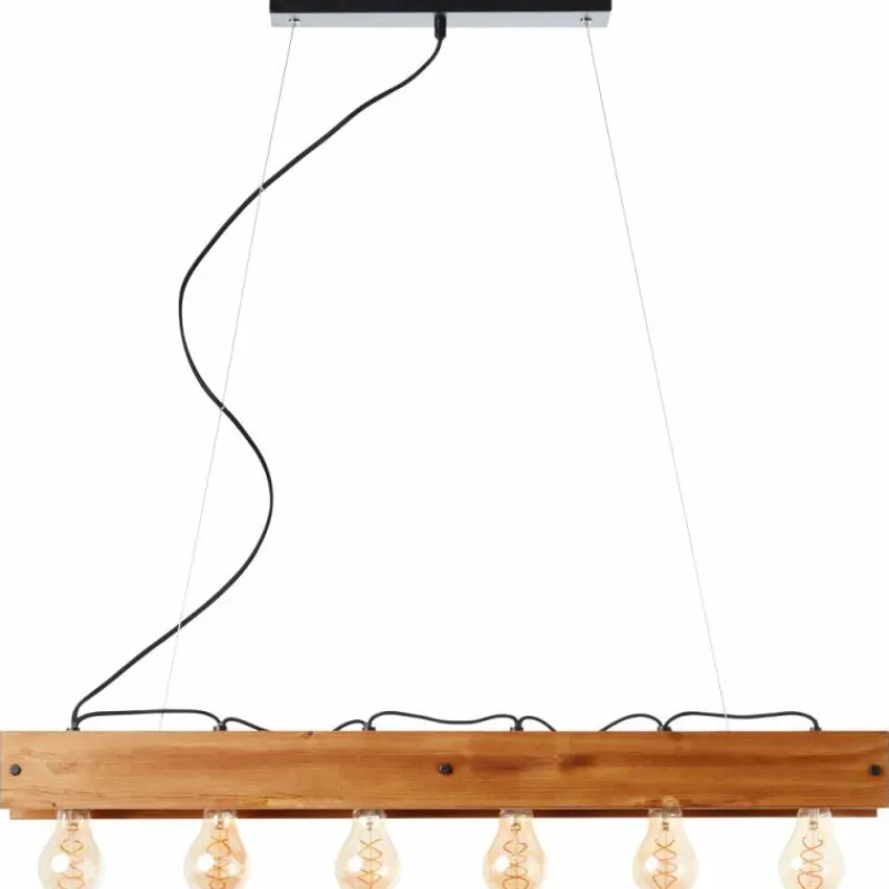 Luminaires Rustiques-Luminaires Brilliant Suspension Brilliant Calandra Bois clair, Noir, 6 lumières