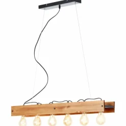 Luminaires Rustiques-Luminaires Brilliant Suspension Brilliant Calandra Bois clair, Noir, 6 lumières