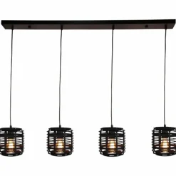 Luminaires Rustiques-Luminaires Brilliant Suspension Brilliant CROSSTOWN Bois foncé, Noir, 4 lumières