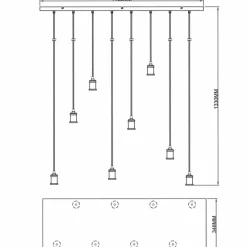 Luminaires Brilliant Suspension Brilliant Darcia Noir, 8 lumières* Suspensions