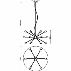 Lampes Dorées-Luminaires Brilliant Suspension Brilliant Dree Noir, 18 lumières