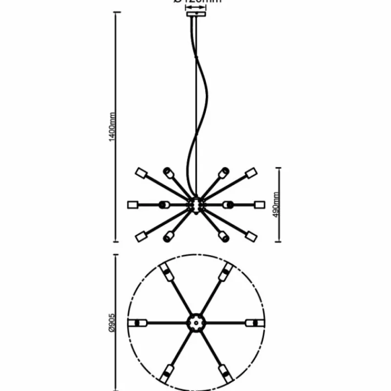 Lampes Dorées-Luminaires Brilliant Suspension Brilliant Dree Noir, 18 lumières