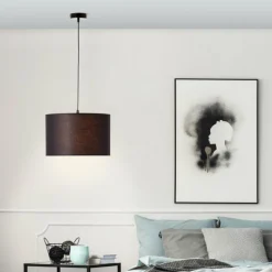 Lampes En Tissu-Luminaires Brilliant Suspension Brilliant Esher Argenté, 1 lumière