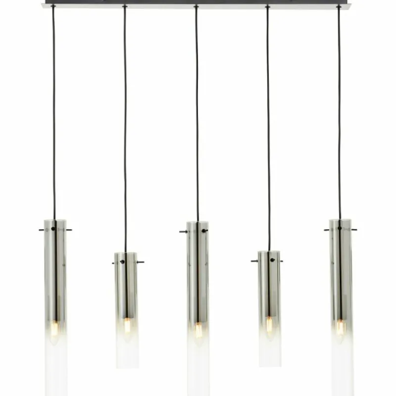 Suspension Verre Fumé-Luminaires Brilliant Suspension Brilliant Glasini Noir, 5 lumières