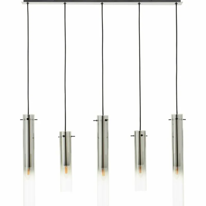 Suspension Verre Fumé-Luminaires Brilliant Suspension Brilliant Glasini Noir, 5 lumières