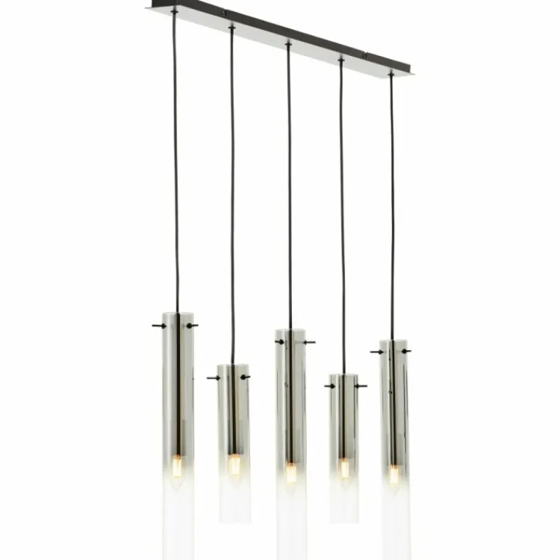 Suspension Verre Fumé-Luminaires Brilliant Suspension Brilliant Glasini Noir, 5 lumières