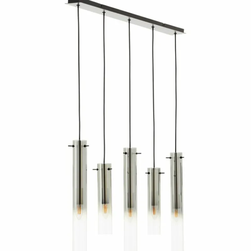 Suspension Verre Fumé-Luminaires Brilliant Suspension Brilliant Glasini Noir, 5 lumières