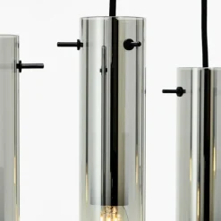 Suspension Verre Fumé-Luminaires Brilliant Suspension Brilliant Glasini Noir, 8 lumières