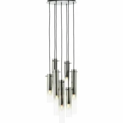 Suspension Verre Fumé-Luminaires Brilliant Suspension Brilliant Glasini Noir, 7 lumières