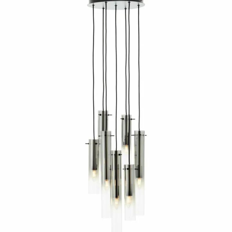 Suspension Verre Fumé-Luminaires Brilliant Suspension Brilliant Glasini Noir, 7 lumières
