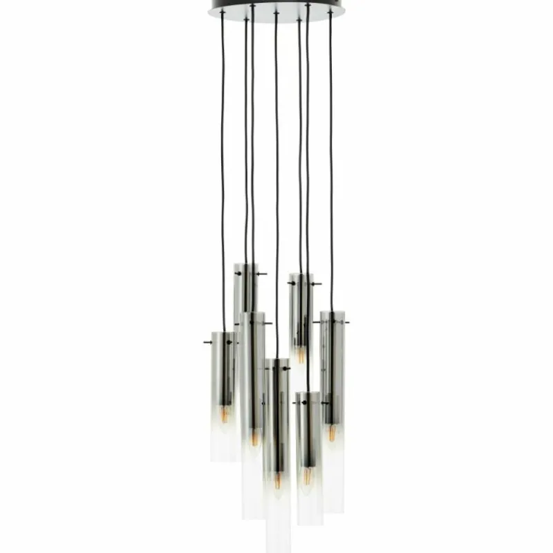 Suspension Verre Fumé-Luminaires Brilliant Suspension Brilliant Glasini Noir, 7 lumières