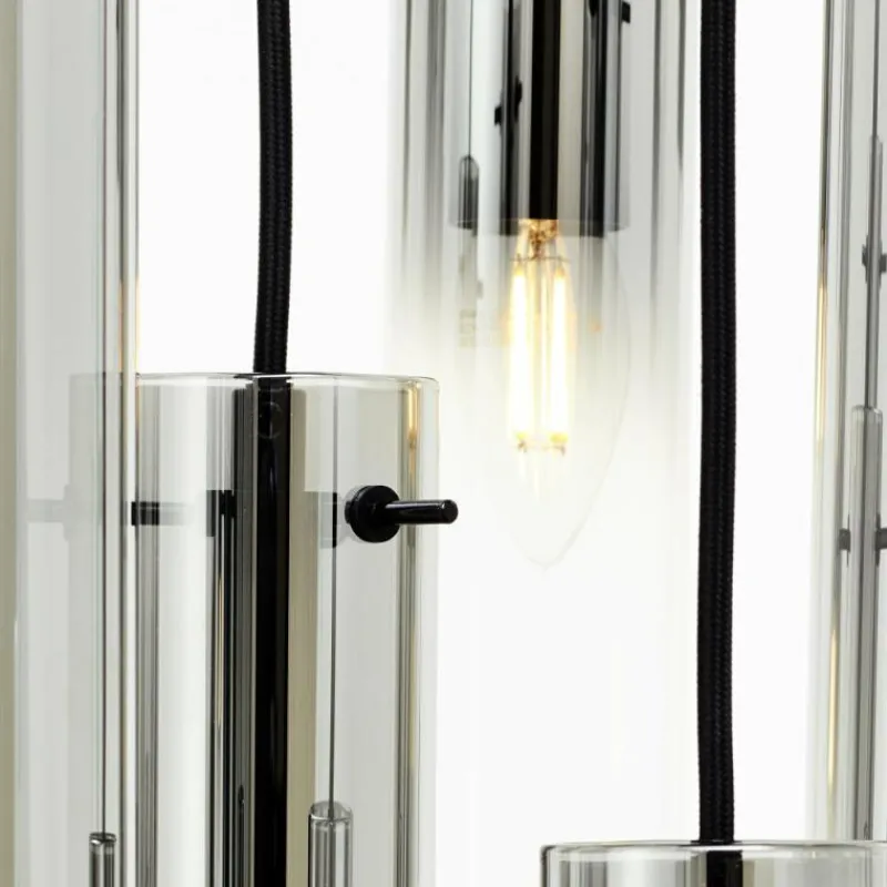Suspension Verre Fumé-Luminaires Brilliant Suspension Brilliant Glasini Noir, 7 lumières