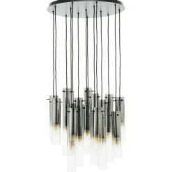 Suspension Verre Fumé-Luminaires Brilliant Suspension Brilliant Glasini Noir, 14 lumières