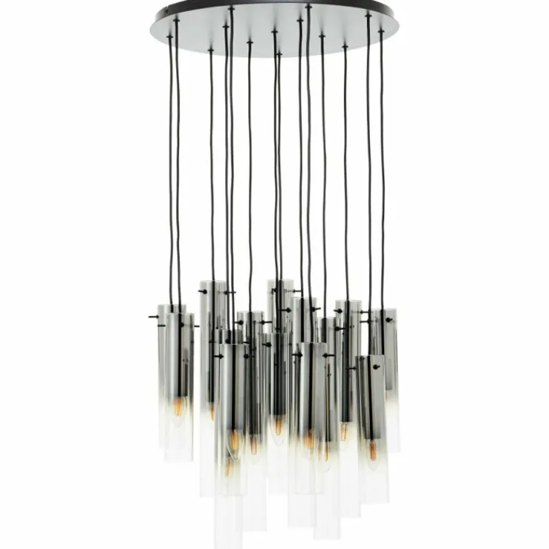 Suspension Verre Fumé-Luminaires Brilliant Suspension Brilliant Glasini Noir, 14 lumières