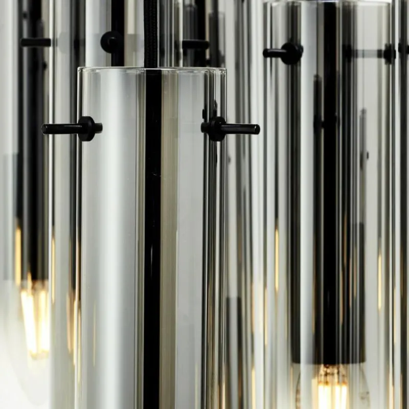Suspension Verre Fumé-Luminaires Brilliant Suspension Brilliant Glasini Noir, 14 lumières