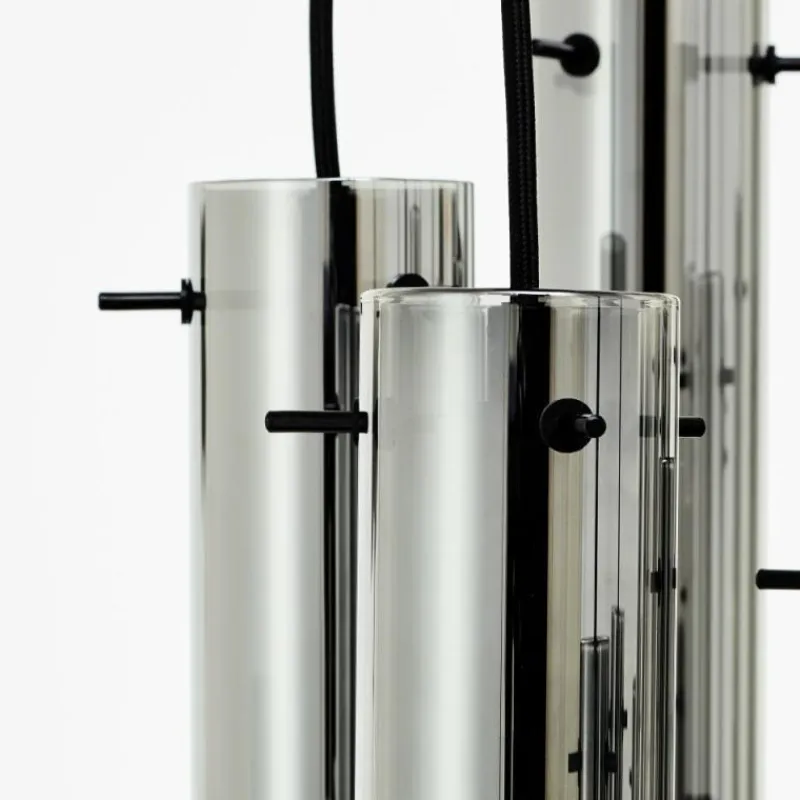 Suspension Verre Fumé-Luminaires Brilliant Suspension Brilliant Glasini Noir, 14 lumières