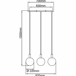 Luminaires Brilliant Suspension Brilliant Gould Or, 3 lumières