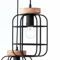 Luminaires Scandinaves-Luminaires Brilliant Suspension Brilliant Gwen Bois clair, Noir, 3 lumières