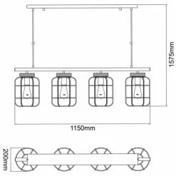Luminaires Brilliant Suspension Brilliant Gwen Noir, 4 lumières* Suspensions