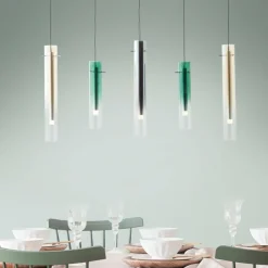 Lampes Dorées-Luminaires Brilliant Suspension Brilliant Inez LED Argenté, 5 lumières