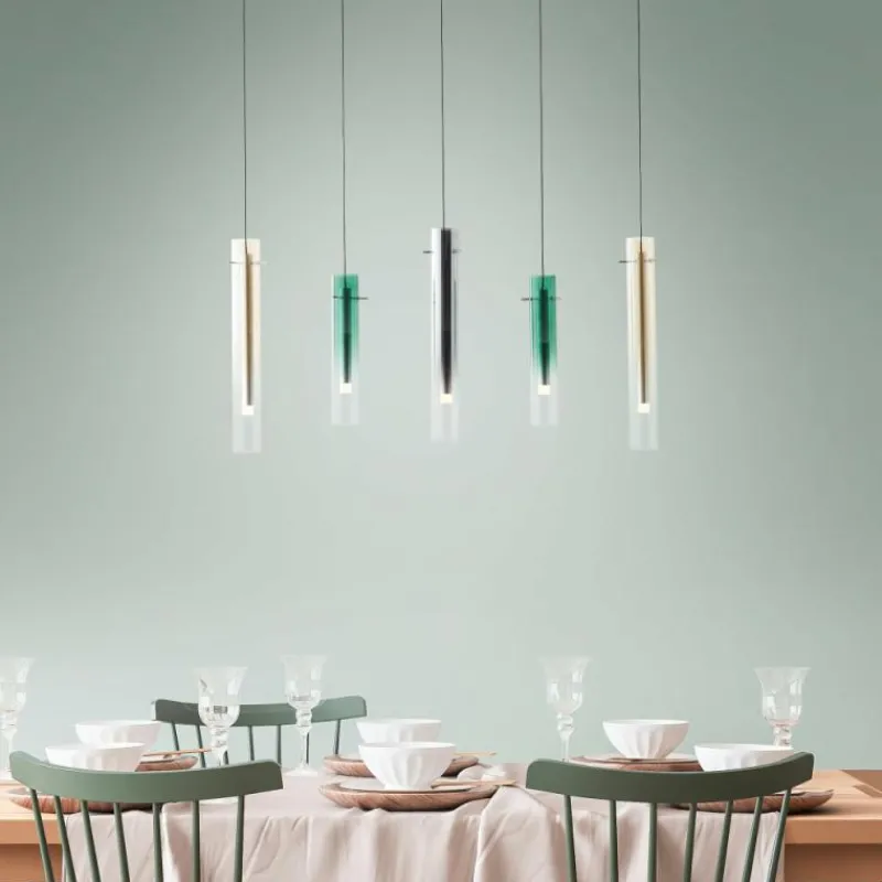 Lampes Dorées-Luminaires Brilliant Suspension Brilliant Inez LED Argenté, 5 lumières