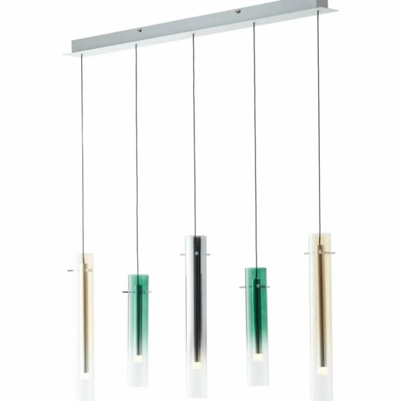 Lampes Dorées-Luminaires Brilliant Suspension Brilliant Inez LED Argenté, 5 lumières