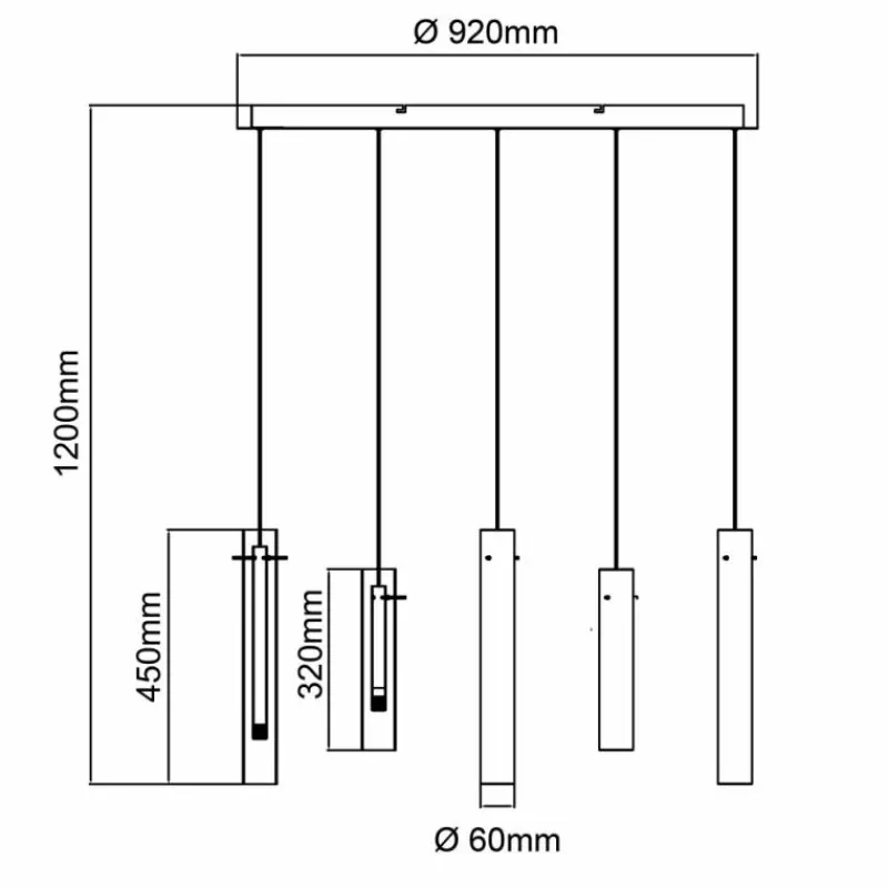 Lampes Dorées-Luminaires Brilliant Suspension Brilliant Inez LED Argenté, 5 lumières