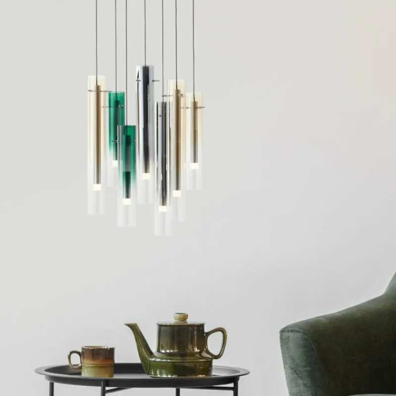 Lampes Dorées-Luminaires Brilliant Suspension Brilliant Inez LED Argenté, 7 lumières