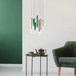 Lampes Dorées-Luminaires Brilliant Suspension Brilliant Inez LED Argenté, 7 lumières