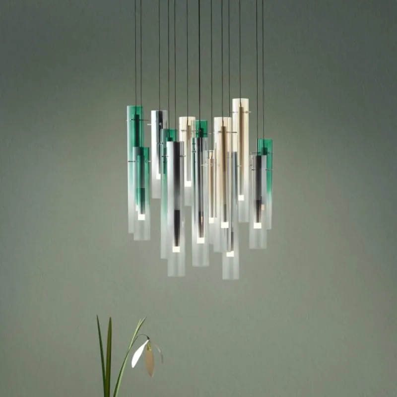 Lampes Dorées-Luminaires Brilliant Suspension Brilliant Inez LED Argenté, 14 lumières