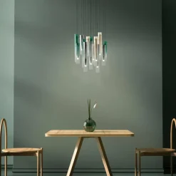 Lampes Dorées-Luminaires Brilliant Suspension Brilliant Inez LED Argenté, 14 lumières