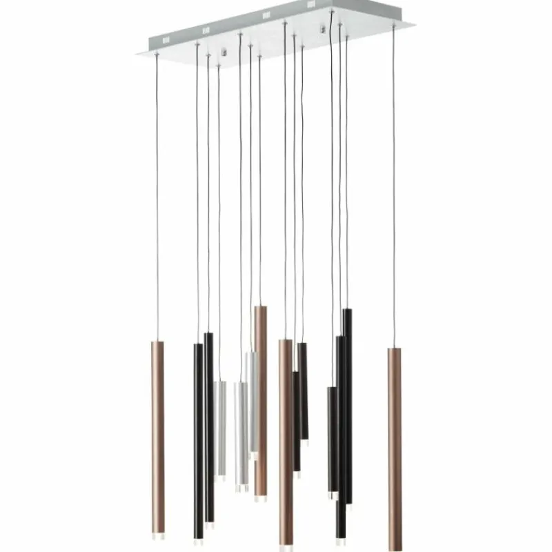 Luminaires Brilliant Suspension Brilliant Living Cembalo LED Brun, 14 lumières* Éclairage Led