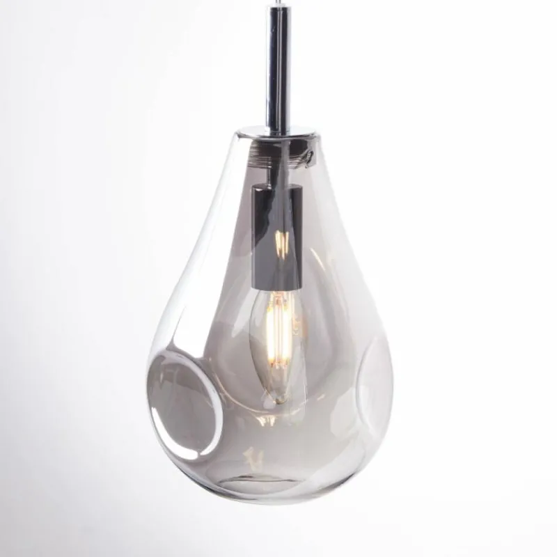 Suspension Verre Fumé-Luminaires Brilliant Suspension Brilliant Living Drops Chrome, 1 lumière