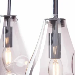 Suspension Verre Fumé-Luminaires Brilliant Suspension Brilliant Living Drops Chrome, 3 lumières
