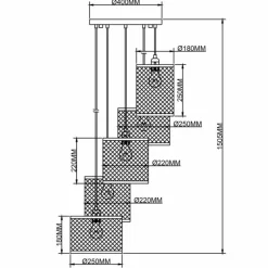 Luminaires Brilliant Suspension Brilliant Maze Noir, 5 lumières* Suspensions