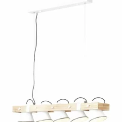 Luminaires Rustiques-Luminaires Brilliant Suspension Brilliant Plow Bois foncé, Blanc, 5 lumières