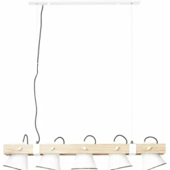 Luminaires Rustiques-Luminaires Brilliant Suspension Brilliant Plow Bois foncé, Blanc, 5 lumières