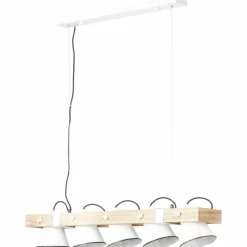 Luminaires Rustiques-Luminaires Brilliant Suspension Brilliant Plow Bois foncé, Blanc, 5 lumières