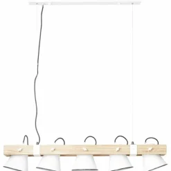 Luminaires Rustiques-Luminaires Brilliant Suspension Brilliant Plow Bois foncé, Blanc, 5 lumières