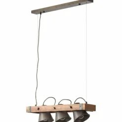 Luminaires Rustiques-Luminaires Brilliant Suspension Brilliant Plow Bois foncé, Noir, 3 lumières