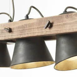 Luminaires Rustiques-Luminaires Brilliant Suspension Brilliant Plow Bois foncé, Noir, 5 lumières