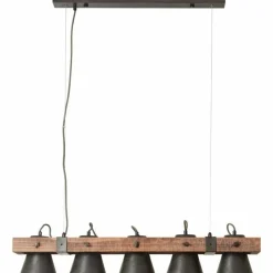 Luminaires Rustiques-Luminaires Brilliant Suspension Brilliant Plow Bois foncé, Noir, 5 lumières