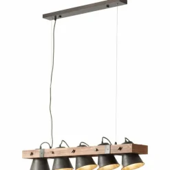 Luminaires Rustiques-Luminaires Brilliant Suspension Brilliant Plow Bois foncé, Noir, 5 lumières